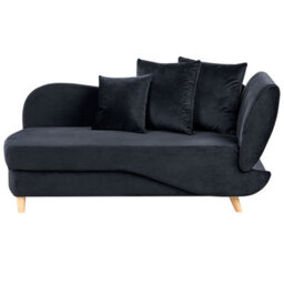 Beliani Right-Hand Chaise Longue Meri With Storage Velvet Black - thumbnail 1