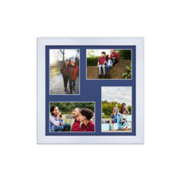 AK Frames 12X12 White Classic Multi Photo Frame With Blue Mount - Holds 4 Apertures (4X) 6X4 Photos - thumbnail 1