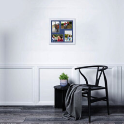 AK Frames 12X12 White Classic Multi Photo Frame With Blue Mount - Holds 4 Apertures (4X) 6X4 Photos - thumbnail 3