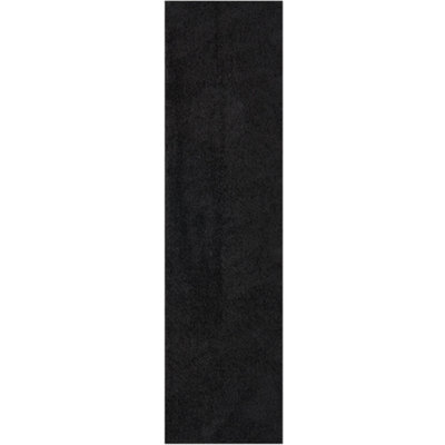 The Rugs Black Soft Plain Design Fluffy Shaggy Rugs And Runners High Pile Living Room Kitchen Hallway 380 - image 1