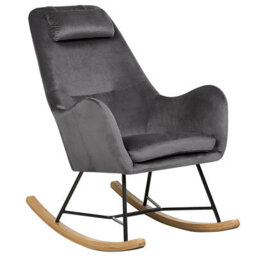 Beliani Rocking Chair Arrie Velvet Dark Grey