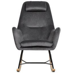 Beliani Rocking Chair Arrie Velvet Dark Grey - thumbnail 4