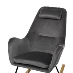 Beliani Rocking Chair Arrie Velvet Dark Grey - thumbnail 6