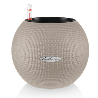 (Dia) 12Cm Small Plant Pot, Sand Brown Plastic Self-Watering Planter With Water Level Indicator Lechuza Puro Color W20 H16 Cm - image 1