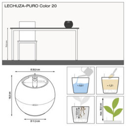 (Dia) 12Cm Small Plant Pot, Sand Brown Plastic Self-Watering Planter With Water Level Indicator Lechuza Puro Color W20 H16 Cm - thumbnail 9