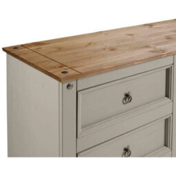 Chest Of Drawers Large 6 Drawer Grey Sideboard Solid Wood Mexican Pine - thumbnail 3