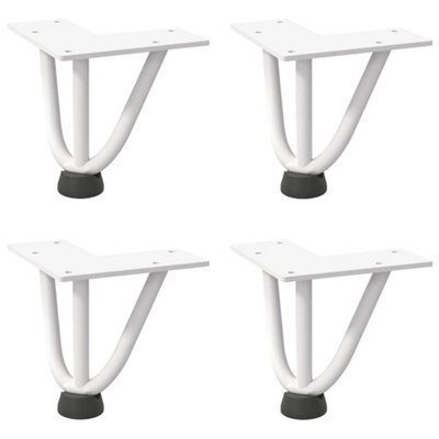 Berkfield Modern Hairpin Legs For Coffee Table 4 Pcs White 10 Cm Solid Steel
