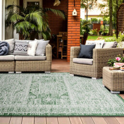 Homeart Outdoor Indoor Rug, Easy Clean, Uv Weather Resistant Rug For Patio, Gardenvintage Green, Cream,180X270Cm - thumbnail 4