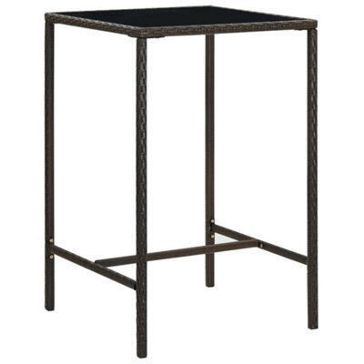 Berkfield Garden Bar Table Brown 70X70X110 Cm Poly Rattan And Glass - image 1