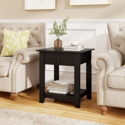 3Tier Modern Bedside Table Nightstand With Drawer Set Of 2 Black - thumbnail 5