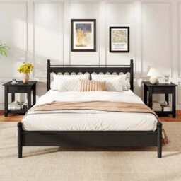 3Tier Modern Bedside Table Nightstand With Drawer Set Of 2 Black - thumbnail 3