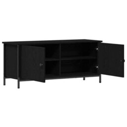Berkfield Black Oak Tv Stand Black Oak Particle Board, Metal 102 X 35 X 45 Cm - thumbnail 5