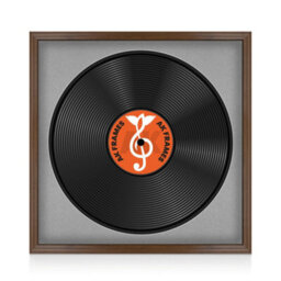 "16X16"" Walnut Classic Vinyl Record Frame With Silver Mount For 12 Inch Lp Disc - Ak Frames" - thumbnail 1