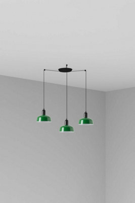 Luminosa Lighting Luminosa Tatawin Small Cluster Pendant Ceiling Light Black, Gloss Green 3X E27