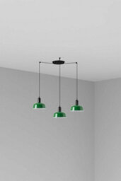 Luminosa Lighting Luminosa Tatawin Small Cluster Pendant Ceiling Light Black, Gloss Green 3X E27