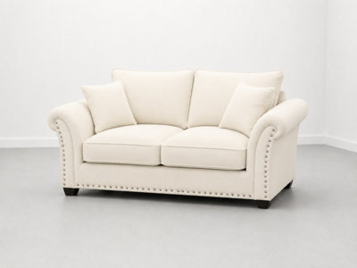 Harrison Plush Velvet Sofa - Elegant Modern Sofa Collection - Cream 2 Seater
