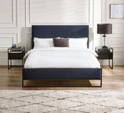 Cooper Navy Blue Velvet And Black Metal Bed Frame - 5Ft King Size - thumbnail 3