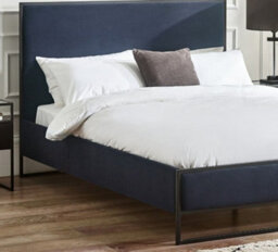 Cooper Navy Blue Velvet And Black Metal Bed Frame - 5Ft King Size - thumbnail 4