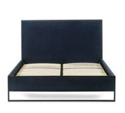 Cooper Navy Blue Velvet And Black Metal Bed Frame - 5Ft King Size - thumbnail 7