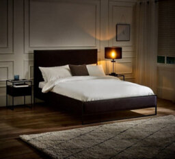 Cooper Navy Blue Velvet And Black Metal Bed Frame - 5Ft King Size - thumbnail 2