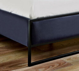 Cooper Navy Blue Velvet And Black Metal Bed Frame - 5Ft King Size - thumbnail 6
