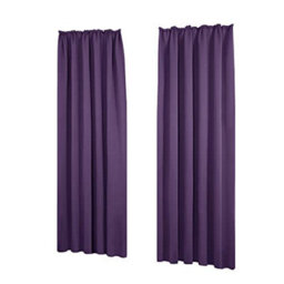 Deconovo Pencil Pleat Curtains Solid Blackout Curtains Thermal Insulated Curtains For Bedroom W55 X L69 Inch Dark Purple One Pair - thumbnail 1