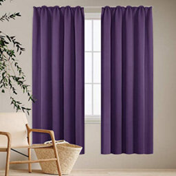 Deconovo Pencil Pleat Curtains Solid Blackout Curtains Thermal Insulated Curtains For Bedroom W55 X L69 Inch Dark Purple One Pair - thumbnail 2