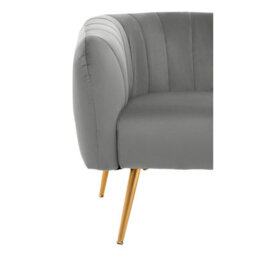 Orsina Stylish Grey Velvet Chair With Gold Finish Legs, Back & Armrest Dining Chair, Easy To Clean Armchair - thumbnail 6