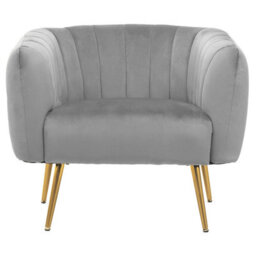Orsina Stylish Grey Velvet Chair With Gold Finish Legs, Back & Armrest Dining Chair, Easy To Clean Armchair - thumbnail 9