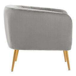 Orsina Stylish Grey Velvet Chair With Gold Finish Legs, Back & Armrest Dining Chair, Easy To Clean Armchair - thumbnail 3