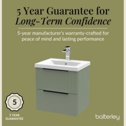 Balterley Fluted Front Wall Hung 2-Drawer Bathroom Vanity Unit And Mid-Edge Basin, 500mm, Satin Green, Black Handles - thumbnail 6