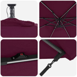 Berkfield Cantilever Banana Parasol Bordeaux Red 294 X 294 X 248 Cm - thumbnail 8