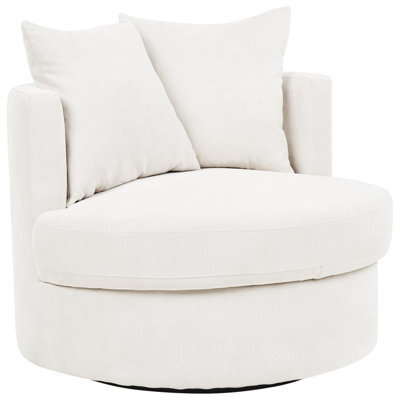 Beliani Swivel Armchair Dalby Fabric Light Beige - image 1