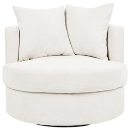 Beliani Swivel Armchair Dalby Fabric Light Beige - thumbnail 5