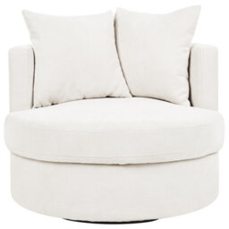 Beliani Swivel Armchair Dalby Fabric Light Beige - thumbnail 4