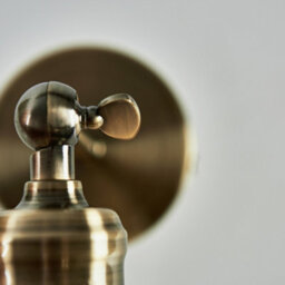 Valuelights Wilhelm Antique Brass Adjustable Knuckle Joint Wall Light With Gloss Cream Dome Shade - thumbnail 3