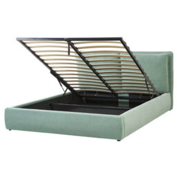 Beliani Ottoman Bed Velvet Bajonna 160 X 200 Cm (Eu King Size) Mint Green - thumbnail 1
