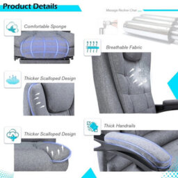 Grey With Footrest Ergonomic Swivel High Back Office Chair Computer Chair W/ Footrest Gaming Chair - thumbnail 4