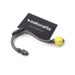 Oakcrafts - Ceramic Tipped Shabby Chic Cast Iron Coat Hook 125mm (Yellow) - Pack Of 4 Hooks - thumbnail 3