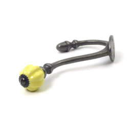 Oakcrafts - Ceramic Tipped Shabby Chic Cast Iron Coat Hook 125mm (Yellow) - Pack Of 4 Hooks - thumbnail 2