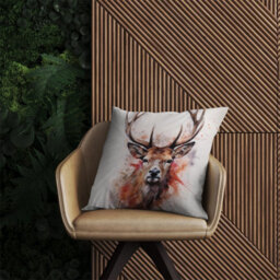 Warren Reed Designer Watercolour Splashart Stag Face Outdoor Cushion 45Cm X 45Cm - thumbnail 2