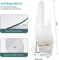 Emke Mirror Full Length Freestanding Dressing Mirror Tempered Glass Floor Mirror 1450 X 500 mm - thumbnail 5