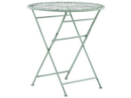 Beliani Outdoor Bistro Table Green Metal Folding Round 70Cm Vintage Distressed Finish For Small Balcony - thumbnail 1