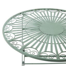 Beliani Outdoor Bistro Table Green Metal Folding Round 70Cm Vintage Distressed Finish For Small Balcony - thumbnail 4