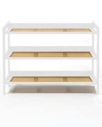 Keplin 3 Tier Bamboo And Rattan Shoe Rack Organiser, Compact Design For Hallway, Stylish And Functional Storage- White And Natural - thumbnail 2