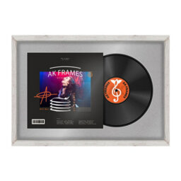 "AK Frames 25X17"" White Rustic Modern Vinyl Record Frame With Silver Mount For 12 Inch Lp Cover & Disc - Overlapped Design" - thumbnail 1