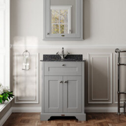 Hudson Reed Floor Standing Two Door Traditional Vanity Unit With 1 Tap Hole Black Marble Top & Basin In Storm Grey, 620 X 470mm - thumbnail 2