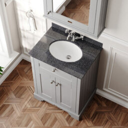 Hudson Reed Floor Standing Two Door Traditional Vanity Unit With 1 Tap Hole Black Marble Top & Basin In Storm Grey, 620 X 470mm - thumbnail 3