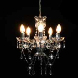 Walplus Chandelier With Crystal Beads Silver Round 5 X E14 - thumbnail 4