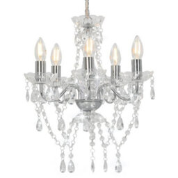 Walplus Chandelier With Crystal Beads Silver Round 5 X E14 - thumbnail 1